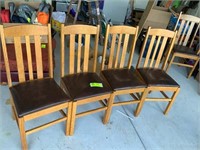 4 oak straight back chairs