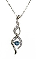 Natural Blue Topaz & Diamond Rhythm Necklace