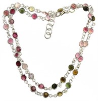 Genuine 9.12 ct Rainbow Tourmaline Silver Necklace