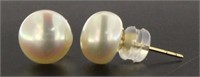 14kt Gold Natural 8 mm Cultured Pearl Earrings
