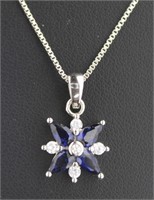 Gorgeous Sapphire & White Topaz Necklace