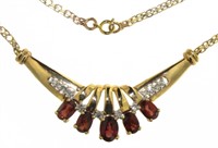 14kt Gold 3.66 ct Garnet & Diamond Necklace