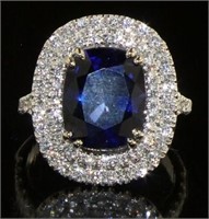 14kt White Gold 6.61 ct Sapphire & Diamond Ring