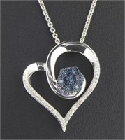 Genuine 1/4 ct Fancy Blue & White Diamond Necklace