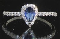 Stunning Pear Cut Sapphire & White Topaz Ring