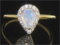 Stunning Pear Cut Fire Opal & White Topaz Ring