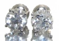 14K White Gold 1.91 ct Round Diamond Stud Earrings