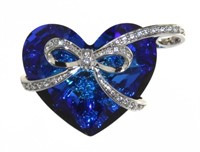 Gorgeous Large Blue Crystal Heart Pendant