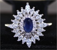Stunning Sapphire & White Topaz Cocktail Ring