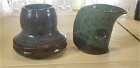 Signed pottery vases