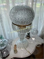 26"  antique cut crystal table lamp