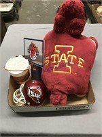 Iowa State items--pillow pet, mini helmet, glass