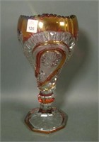 U.S. Glass Slewed Horseshoe Cranberry Flashed Vase