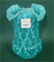 N'Wood Blue Opalescent Crimped Celery Vase
