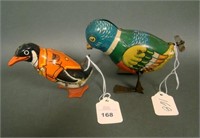 Two Chein Tin Litho Bird  Wind Up Toys