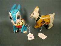 Lot of Two Vintage Tin Litho Rabbit Wind Ups