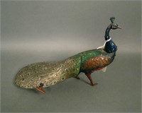 German Hans Eberl Tin Litho Strutting Peacock