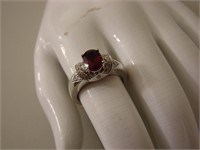 14K Gold Natural Ruby, Diamond Ring