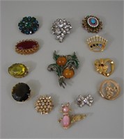 Lot of 13 Vintage Brooches