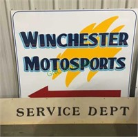 Winchester Motosports large metal sign with an