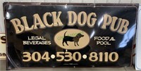 Extra large black dog pub advertising metal