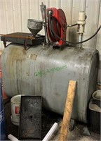 275 gallon oil tank, the gray metal one sitting