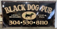 Extra large Black Dog Pub advertising metal