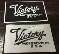 Victory jacket patches, lot of two, one white and