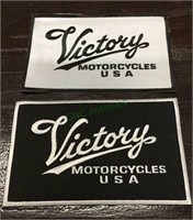 Victory jacket patches, lot of two, one white and