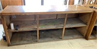 90 inch solid wood store counter, two shelves