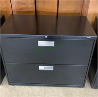 Two drawer black metal standard file cabinet