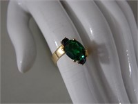 Gold Ring with Created Emerald