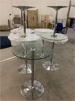 8 x table de bistro en verre moderne pied chromé