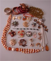 VTG Costume Jewelry Lot in Browns and Gold