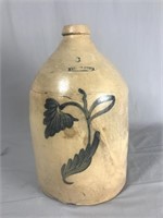 White’s Utica 3-Gal Saltware Jug Navy Floral Motif