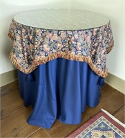 Round Table Skirted Table with Glass Top