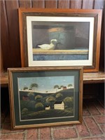 2 Large Americana Style Framed Prints