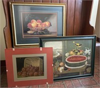 3 Large Victorian Style Fruit Prints