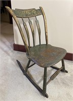 Antique Arrowback Sewing Rocker Old Paint