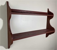 Red Painted Wooden Wall Mounted Book Shelf