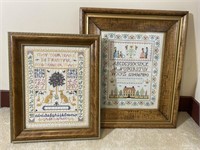 2 Framed Cross Stitch Samplers