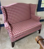 Vintage Red Wingback Settee