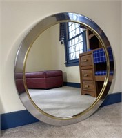 Large Pottery Barn Chrome and Brass Mirror