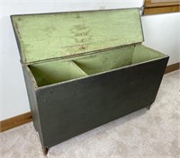 Large Primitive Lift Top Green Painted Chest