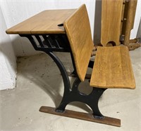 Antique Maple and Iron School Desk