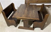 Vintage Pine Children's Table with 2 Benches
