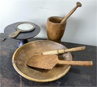 Group of Antique Wooden Kitchen Ware