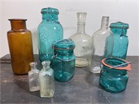 Group of Antique & Vintage Glass Jars, Bottles