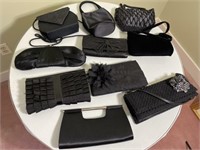 Collection of 10 black Evening Bags