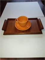 Wooden Tray and Fiestaware